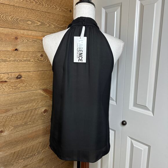 L'Agence Black High neckline tie front sleeveless top Size Small NWT - Picture 3 of 4